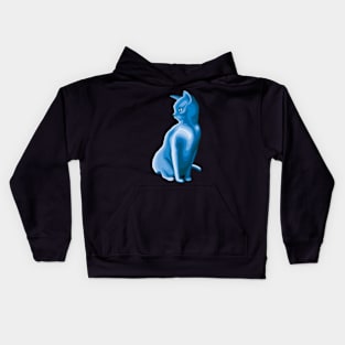 Cat Contour Line Art - Icy Blue Kids Hoodie